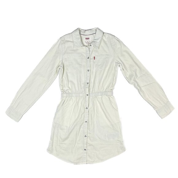 Levi's Other - Levi's Girls' Off-White Cotton Button-Down Shirt Dress Pocket Sz M 10-12 - NWOT
